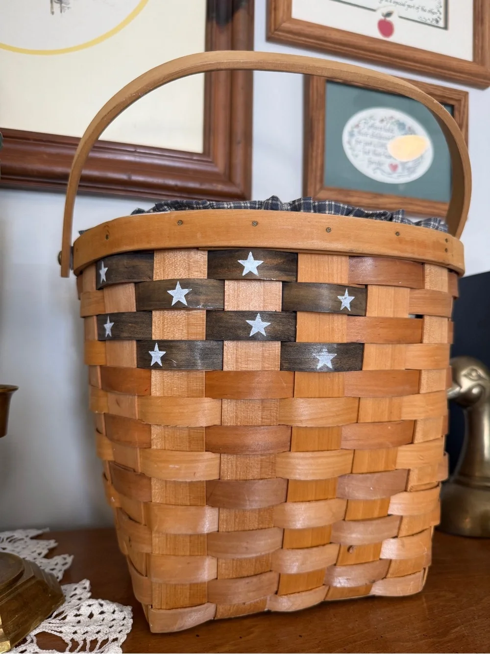 Woven Wood Star Accent Basket - Natural Brown
